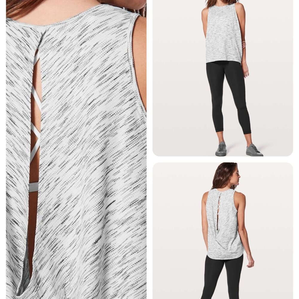 NWOT Lululemon Low Key Tank Top*Silver in Tiger Space Dye Black White (Size 8)